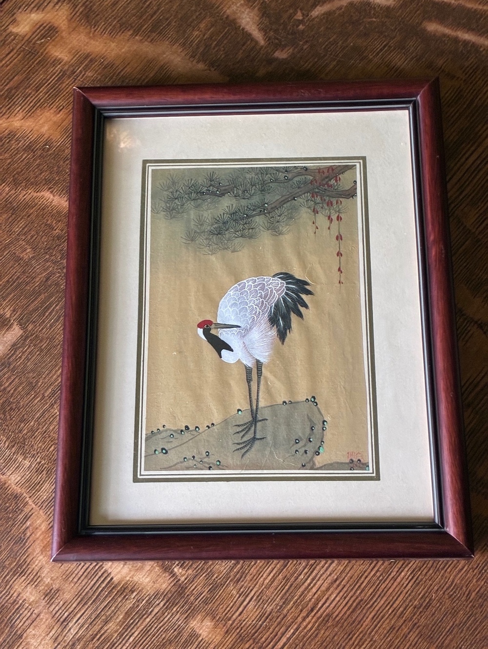 Framed Japanese Crane art print